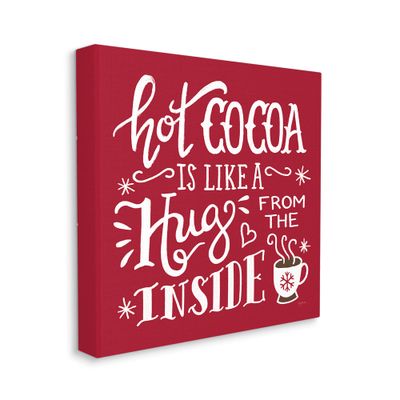 Stupell Industries Hot Cocoa Hugs Phrase Chocolate Winter Beverage, Designed by Mary Urban Canvas Wall Art, 24 x 24, Red