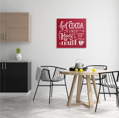 Stupell Industries Hot Cocoa Hugs Phrase Chocolate Winter Beverage, Designed by Mary Urban Canvas Wall Art, 24 x 24, Red