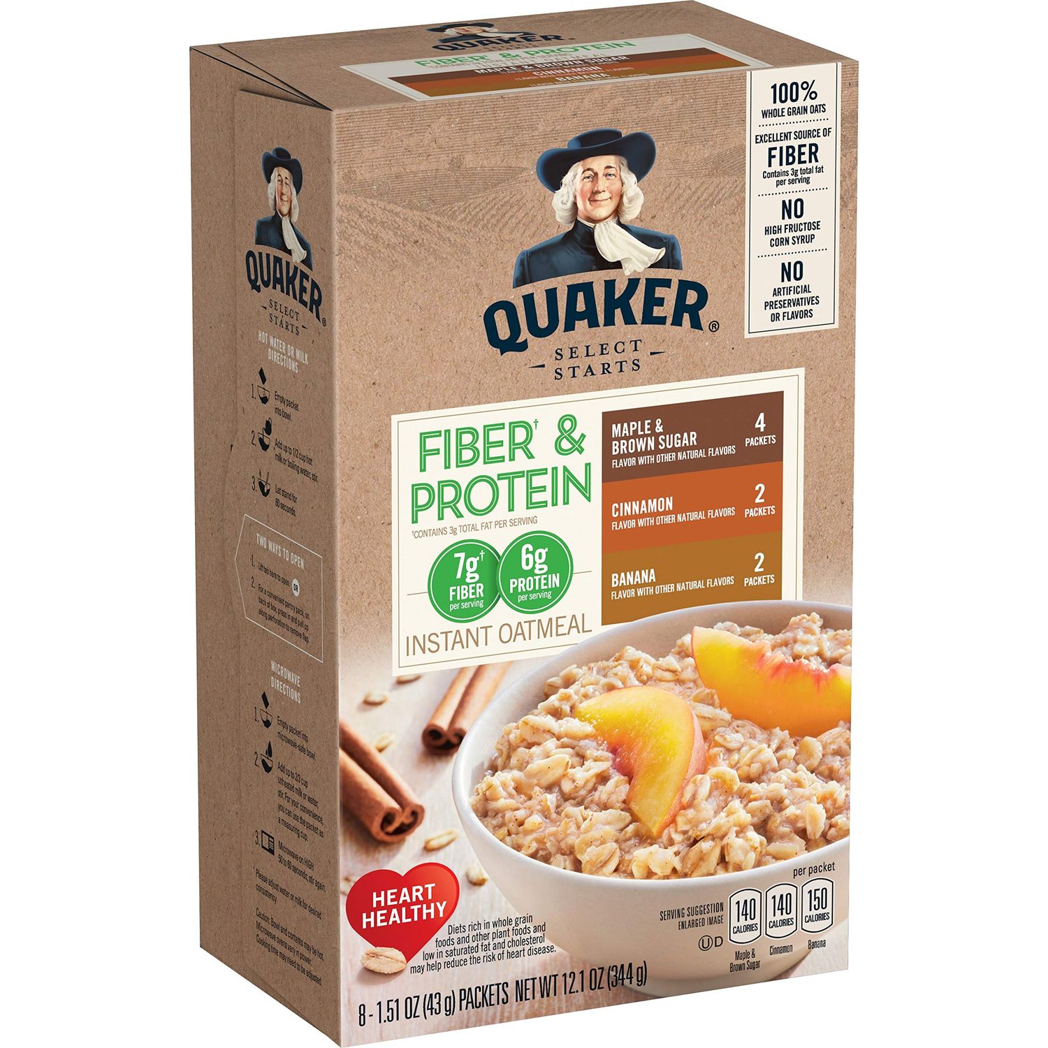 Quaker Instant Oatmeal Weight Control, Variety Pack, Breakfast Cereal, 8 Packets Per Box ,12.6 Ounce Pack of 4