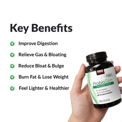Force Factor ProbioSlim Prebiotic Fiber Weight Loss Supplement for Women and Men, Probiotic and Prebiotic Digestive Health Support with Green Tea Extract and Psyllium Husk Fiber, 120 Capsules