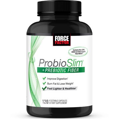 Force Factor ProbioSlim Prebiotic Fiber Weight Loss Supplement for Women and Men, Probiotic and Prebiotic Digestive Health Support with Green Tea Extract and Psyllium Husk Fiber, 120 Capsules