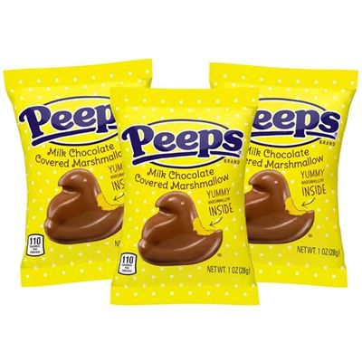 Needzo Easter Milk Chocolate Covered Marshmallow Chicks Candy Basket Stuffer Gifts, 1 Ounce Each Pack of 3