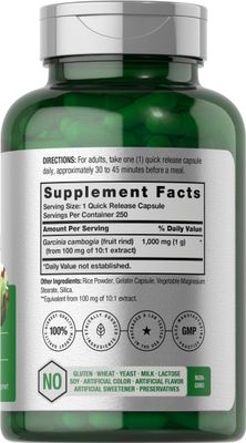 Horbaach Garcinia Cambogia Extract Pills 1000mg 250 Capsules Herbal Extract Supplement Non-GMO, Gluten Free