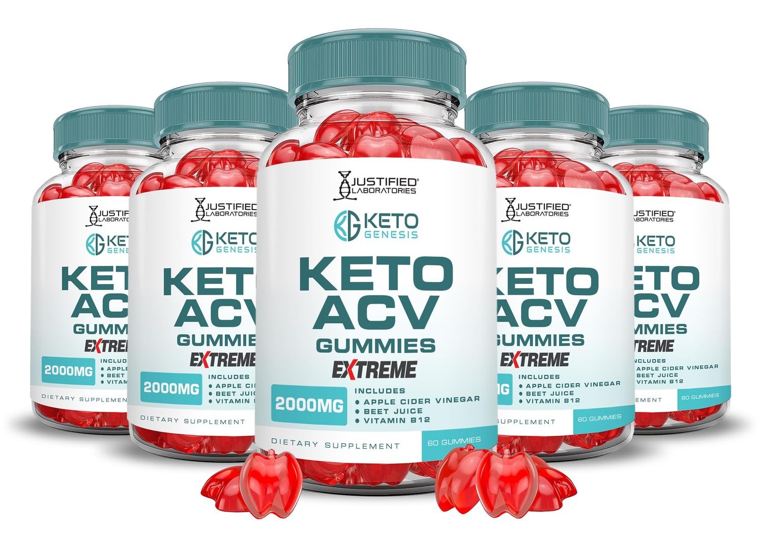 5 Pack Keto Genesis Keto ACV Gummies Extreme 2000MG Keto Genesis Keto Gummies Advanced Formula Apple Cider Vinegar with Pomegranate Beet Juice Powder B12 Vegan Non GMO 300 Gummys