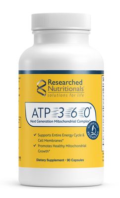 Researched Nutritionals ATP 360 Mitochondrial Supplements - ATP Supplements with Coq 10 Vitamins for Energy Support - Help Repair Mitochondrial Membranes 90 Capsules