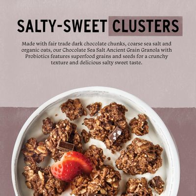 Purely Elizabeth, Chocolate Sea Salt, Ancient Grain Granola with Probiotics, Gluten-Free, Non-GMO 8oz Bag