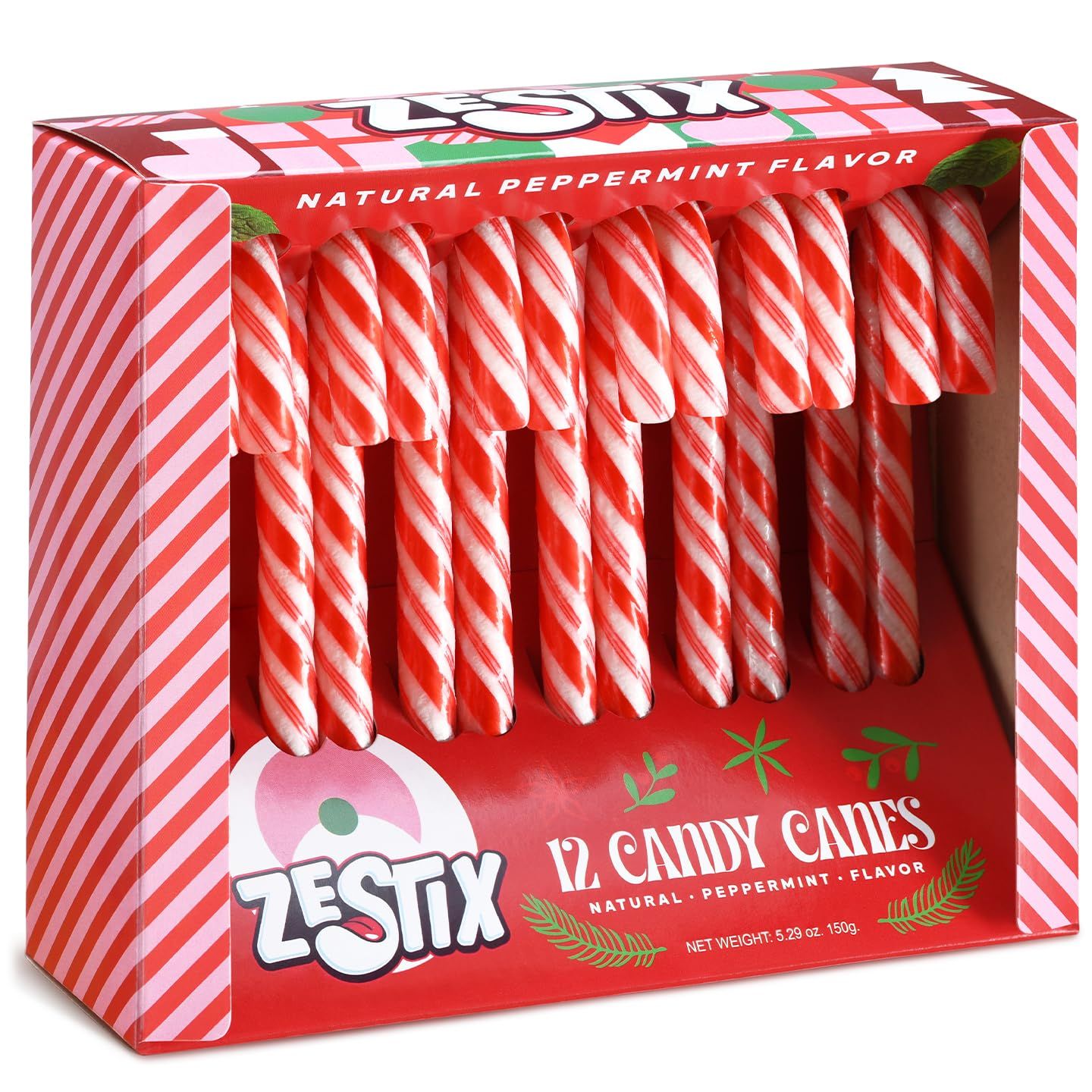Christmas Candy Canes - Classic Red White Peppermint Flavor, 12 Count Individually Wrapped Holiday Treats for Kids Adults, Perfect Stocking Stuffers Gift Sets