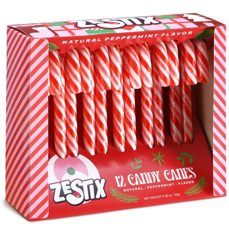 Christmas Candy Canes - Classic Red White Peppermint Flavor, 12 Count Individually Wrapped Holiday Treats for Kids Adults, Perfect Stocking Stuffers Gift Sets