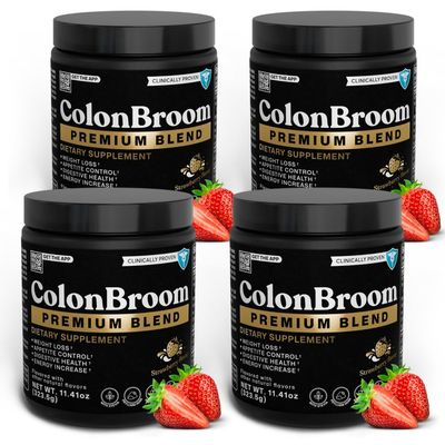 ColonBroom Premium Weight Management Supplement Strawberry - Colon Broom Psyllium Husk Fiber Powder Drink - Gluten Free, Non-GMO Colon Cleanse for Bloating Relief Gut Health, 200 Servings