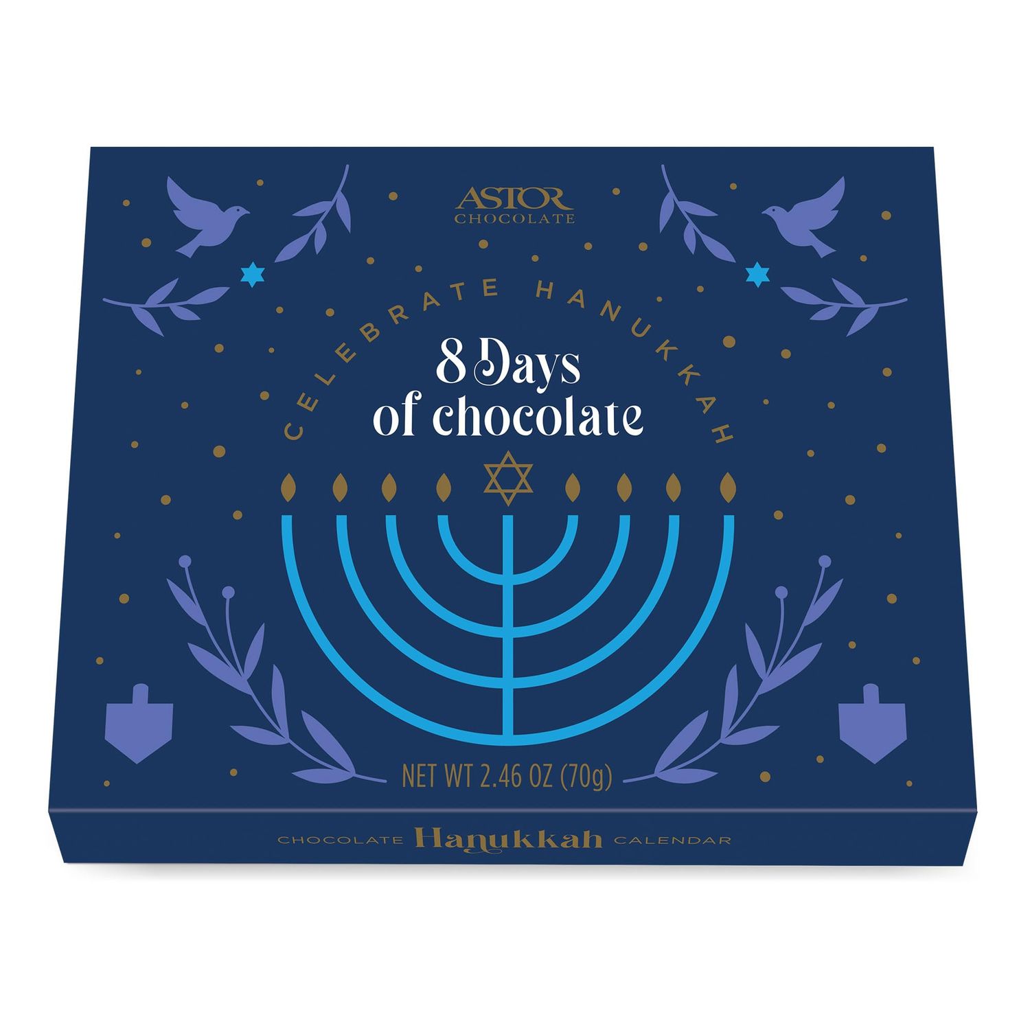 Astor Chocolate 8 Days Of Hannukah Advent Calendar Chocolates Coins 2024, Menorah Candles Chocolates, Family Holiday Food Gifts for Kids Adults Men Women