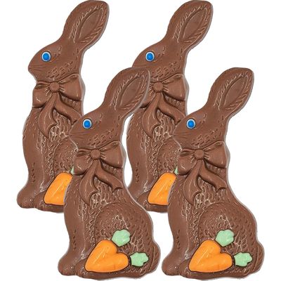Large Easter Chocolate Bunny Holiday Treats, Decorated Solid Smooth Milk Chocolate, Party Bag Fillers, Individually Boxed, Kosher Certified Dairy, 3oz Chocolate Bar 6-Pack