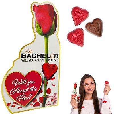 Fruidles Bachelor 6 Heart-Shaped Chocolate with Rose Designed Box, Will You Accept This Rose 18-Pack