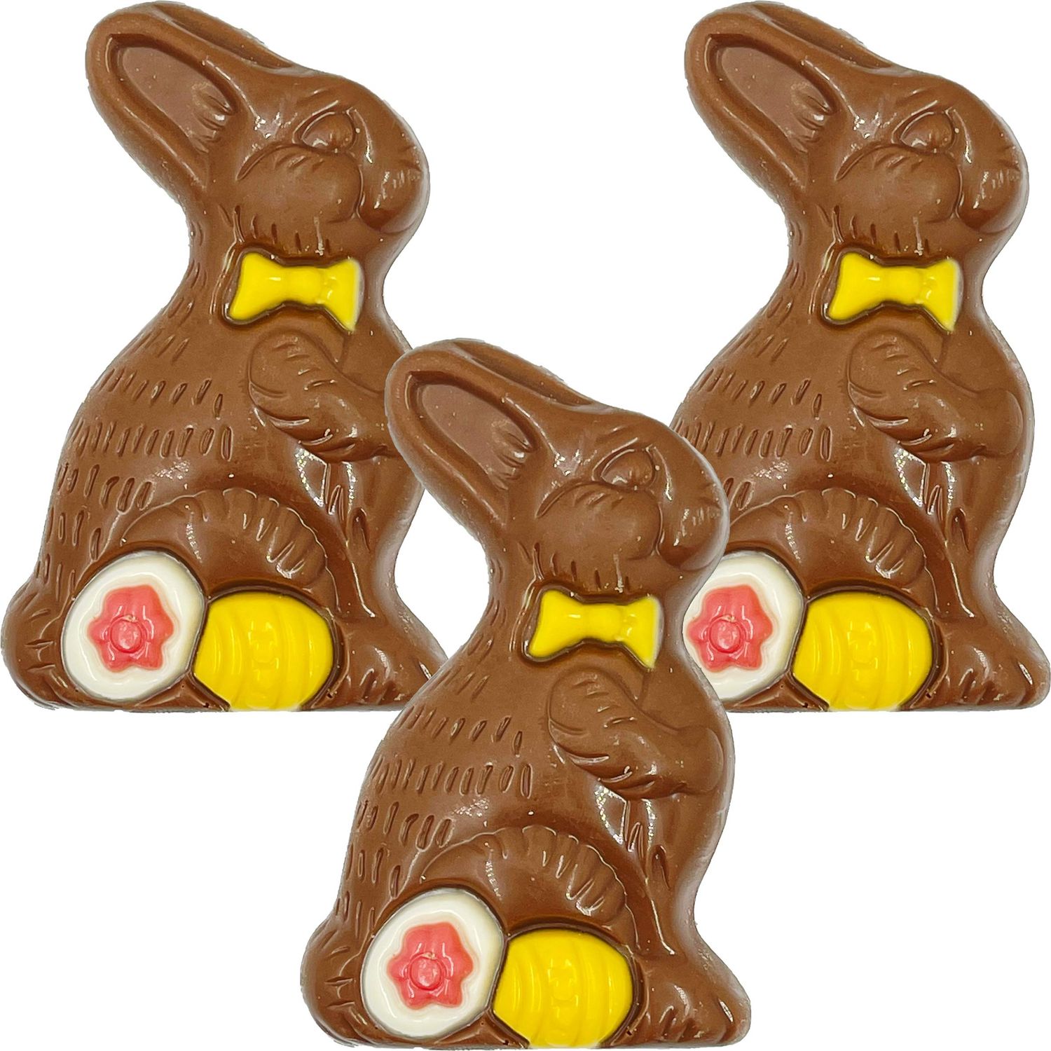 Fruidles Chocolate Easter Bunny Holiday Treats, Decorated Solid Smooth Milk Chocolate, Party Bag Fillers, Individually Boxed, Kosher Certified Dairy, 1oz Chocolate Bar Milk Chocolate Bunny, 3-Pack