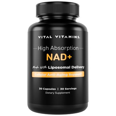 Vital Vitamins NAD Supplement - NAD Nicotinamide Adenine Dinucleotide for Men Women - Made with Liposomal Delivery - Cellular Anti-Aging Support, Energy, Focus - 30-Day Supply