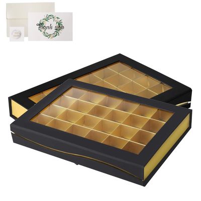 Bumlon Chocolate Boxes Packaging,Empty Chocolate Box with Magnetic Closure Window,Stylish Packaging for Homemade Chocolates,DIY Confections,24 Grids 2 Pack