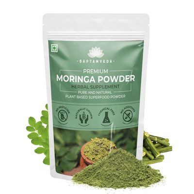 SAPTAMVEDA Premium Moringa Leaf Powder 8.81 Oz250 Gm Drumstick Leaf Powder Natural Multi-Vitamin Rich in Anti-Oxidant, Immunity Booster Good for Hair Skin from India Farms