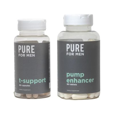 Pure for Men Peak Performance Pack Support Strength, Energy, Endurance Physical Activity Stimulate Workouts with Ashwagandha L-Arginine T-Support, 60 Capsules Pump Enhancer, 90 Tablets