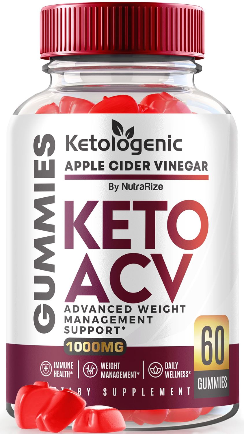 NutraRize Ketologenic Keto ACV Gummies Advanced Weight Loss, Detox Formula, Apple Cider Vinegar Vitamin Supplement 60 Gummies