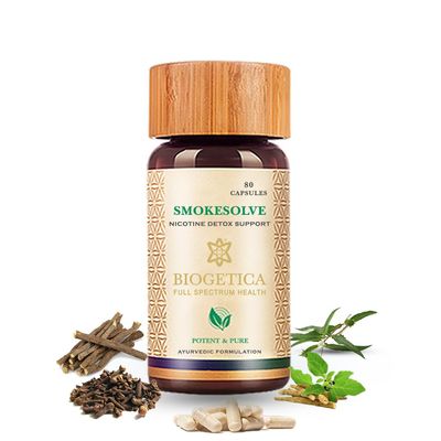 Biogetica Smokesolve Herbal Lung Detox Supplement with Yashtimadhu and Ashwagandha for Respiratory Health - Vegetarian Non-GMO - 100 Vegan - 80 Capsules