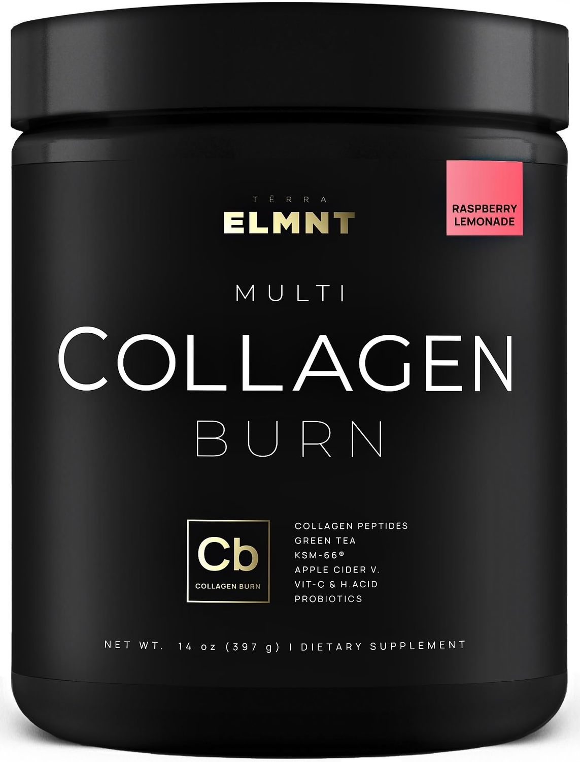 ELMNT Super Collagen Burn for Women w. Probiotics, Hyaluronic Acid, Apple C Vinegar, KSM66, Biotin Premium Colageno Multi Collagen Protein Powder for Weight Loss, Fat Burner, Hair, Skin (R-Lemonade)