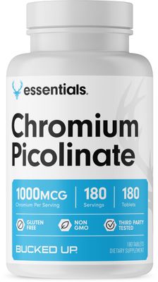 Bucked Up Chromium Picolinate 1000mcg Per Serving, Bucked Up Essentials 180 Servings, 180 Tablets
