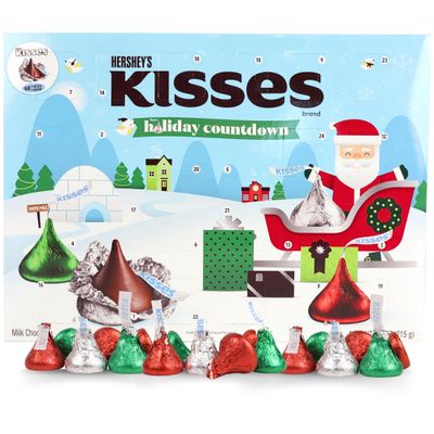 Hershey Kisses Chocolate Advent Calendar, 2024 Countdown to Christmas with 48 Pieces of Individually Wrapped Candy, 24 Days, 7.6 Ounces