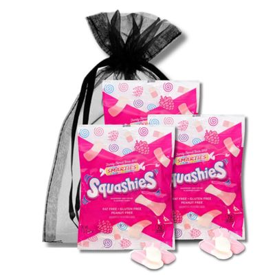 Squashies Raspberry and Cream Flavored MarshmallowFoam Gummies - Gift Pack of 3 by Lyzas Sweets Treats