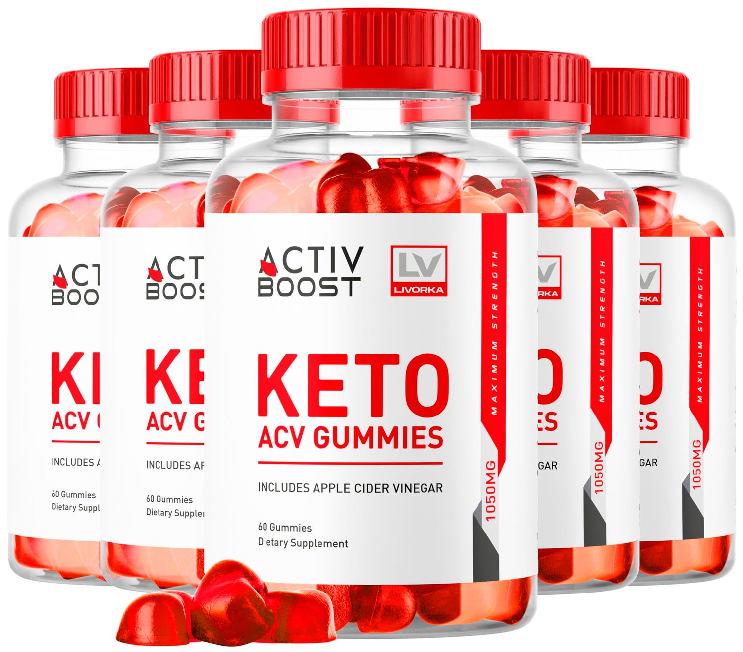 5 Pack ActivBoost Keto ACV Gummies 1050 MG, Advanced Formula, 300 Gummies for 5 Months