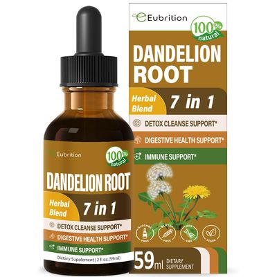 Eubrition Dandelion Root Extract Drops, Diente de Leon Organico Hierba, Dandelion Supplement Formula wMilk Thistle Turmeric for Detox Cleanse, Digestion Immune Support, Alcohol-Free Tincture. 2oz