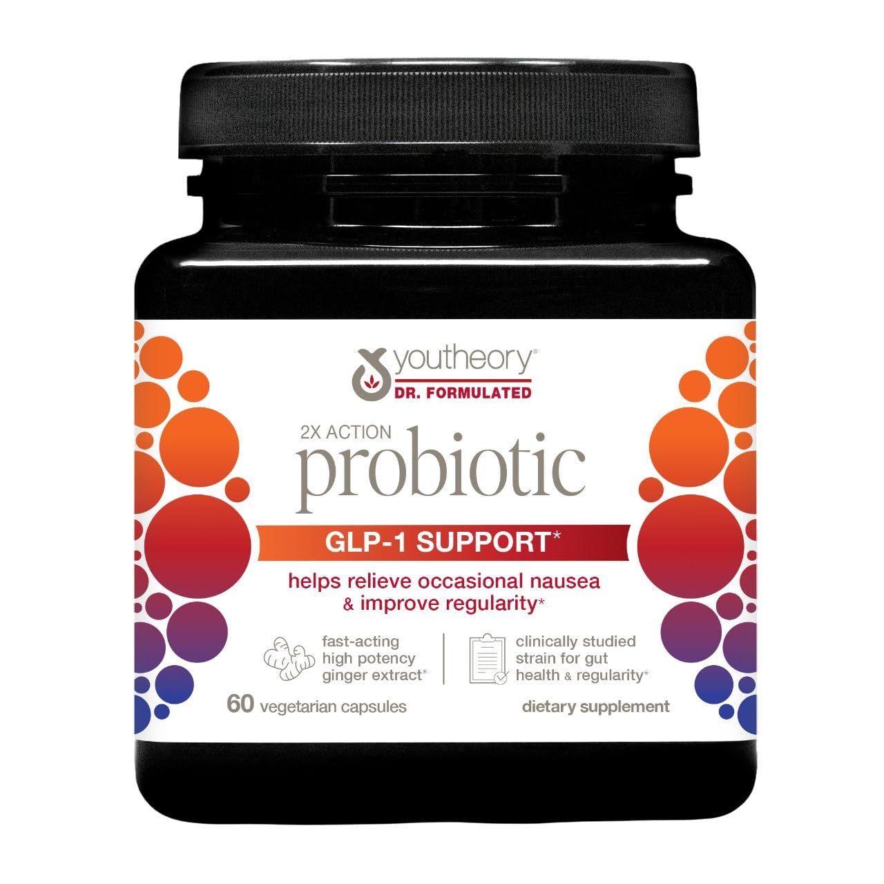 Youtheory 2X Action Probiotic GLP-1 Support Capsule 60 Count