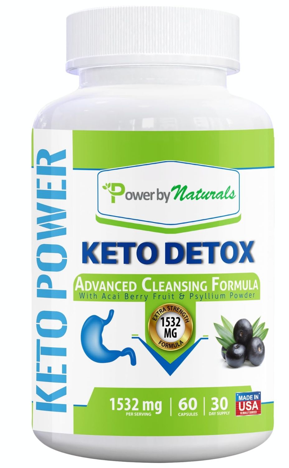 Power By Naturals Keto Detox Support - Herbal Blend for Energy Digestive Balance - 60 Capsules
