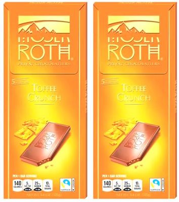 Roth Moser Toffee Crunch German European Cacao Bar, Indivually Wrapped Milk Chocolate Squares, Snack Snacking Dessert Food Sweets