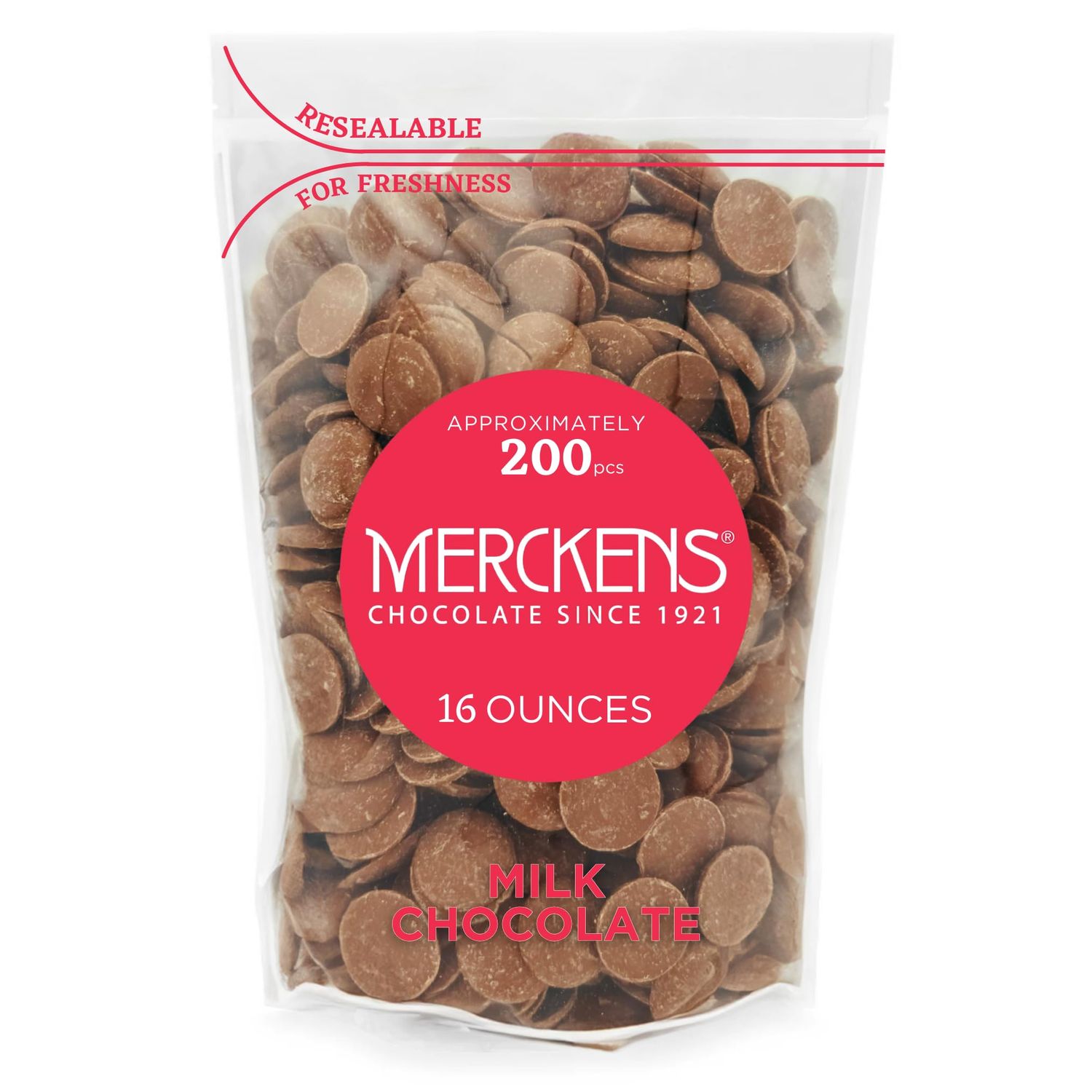 KIDU Merckens Milk Chocolate Melting Wafers 16 Ounces Bulk Perfect For Dipping, Deserts, Baking And More - 1 Pound