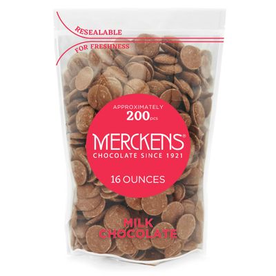 KIDU Merckens Milk Chocolate Melting Wafers 16 Ounces Bulk Perfect For Dipping, Deserts, Baking And More - 1 Pound