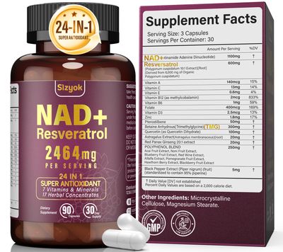 NAD Supplement 1100mg Pure Organic, Liposomal NAD Resveratrol Supplement for Women Men, Boost NAD for Aging Defense, Cellular Energy, Focus - Ultra Antioxidant, 90 Capsules