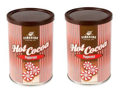 2 Pack - Fireside Coffee Peppermint Hot Cocoa Mix, 8 Oz Canister