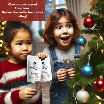 Thailand Unique Chocolate Covered Armor Tail Scorpions - 1 Bag of 2 Pieces of Dehydrated Edible Insects for Humans, Nutritious Bugs Superfood Weird Unusual Snack Gift