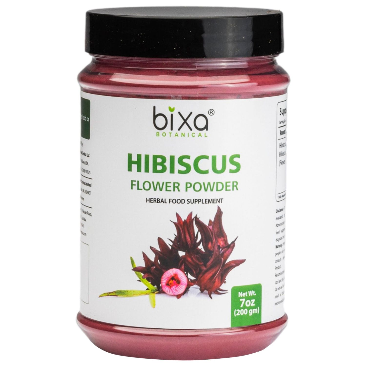 bixa BOTANICAL Hibiscus Powder Hibiscus Rosa Sinensis Ayurvedic Natural Herbal Supplement Natural Coolant and Refrigerant Steam Treated 7 Ounce Count Pack of 1