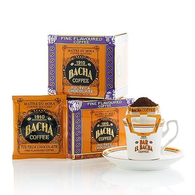 Bacha Coffee Tolteca Chocolate Fine Flavoured, Medium Roast, 12 12g Individually Wrapped 100 Arabica Single Serve Filter Bags