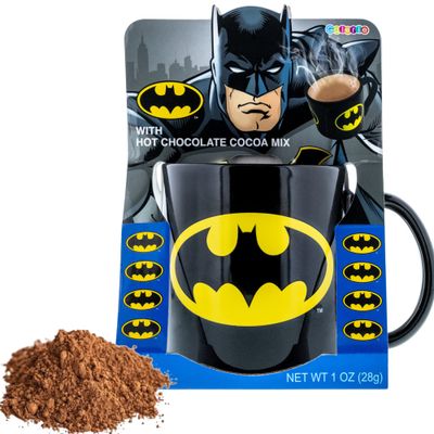 Galerie DC Comics Batman Jumbo Mug Gift Set with Hot Chocolate Mix, Christmas Coffee Cup and Cocoa Powder, 1 Ounce