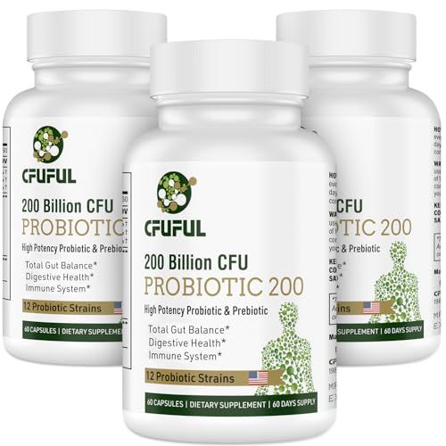 Probiotics for Women Men - 200 Billion CFU 12 Strains Probiotics for Digestive Health Gut Immune Health, Energy, with Organic prebiotics and probiotics Shelf Stable for Bloating 180 Capsules