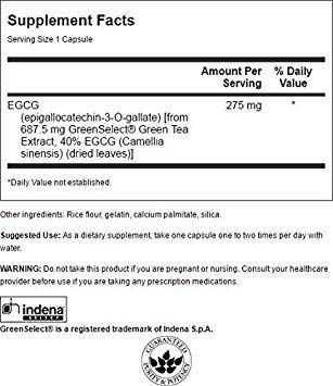 Swanson Egcg Super-Strength Green Tea 275 Milligrams 60 Capsules