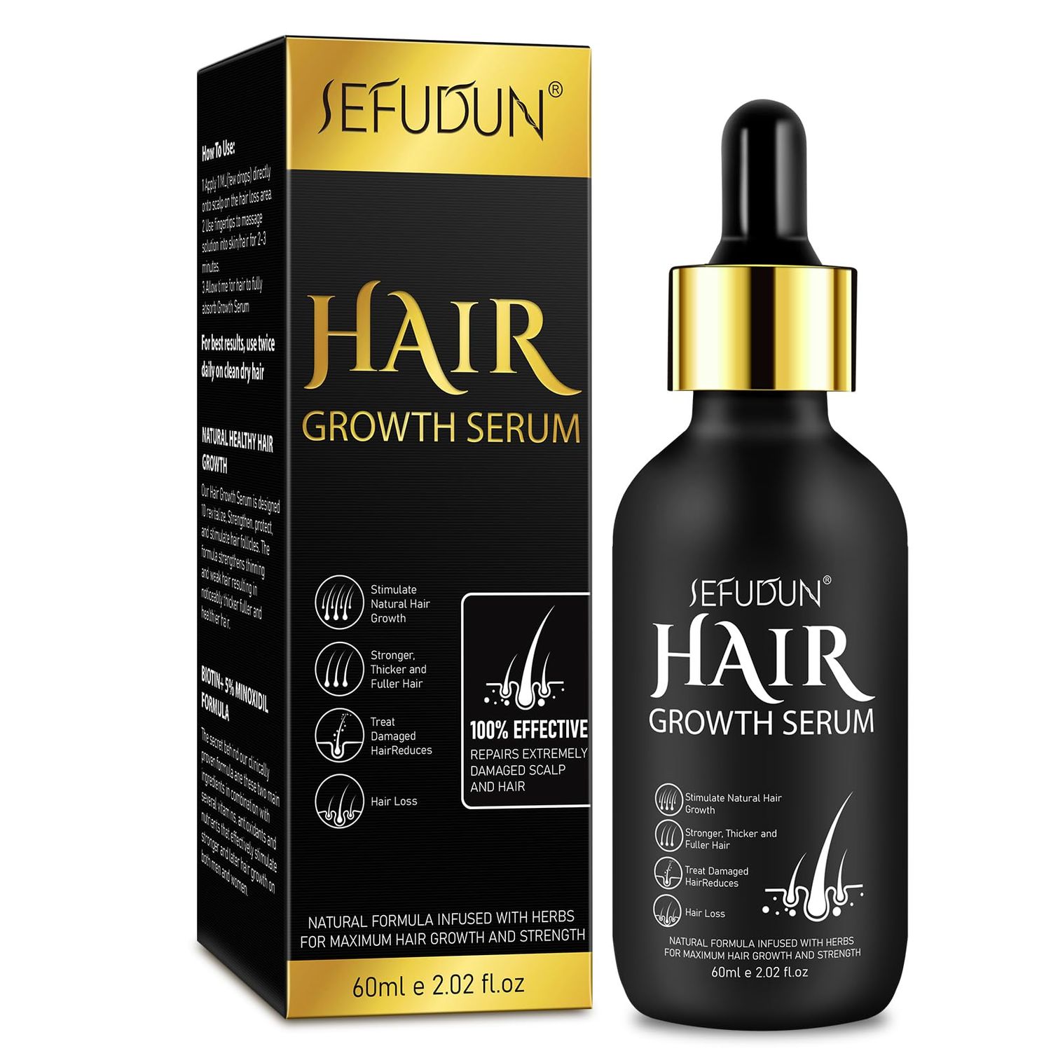 5 Minoxidil Hair Growth Treatment for Men and Women, Oil Serum for Scalp Hair Loss Thinning, Promotes Stronger, Thicker, Longer and Fuller Hair Growth