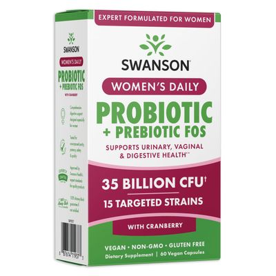 Swanson Womens Daily Probiotic Prebiotic Fos 35 Billion Cfu 60 Vegan Caps