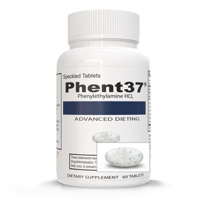 Phent37 1 Bottle - 60 Speckled Tablets - Advanced Phenylethylamine HCL Dietary Nutraceutical, Premium Small White and Blue Tablets, Boost Metabolism, Weight Management for Men and Women