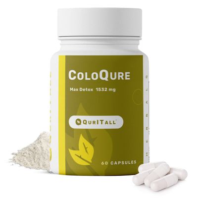 QurItAll ColoQure Colon Cleanse for Men Women - Max Detox Cleanse Improves Gut Health Constipation - Reduces Bloating Bowel Movements - 60 Capsules Vegan Soy-Free