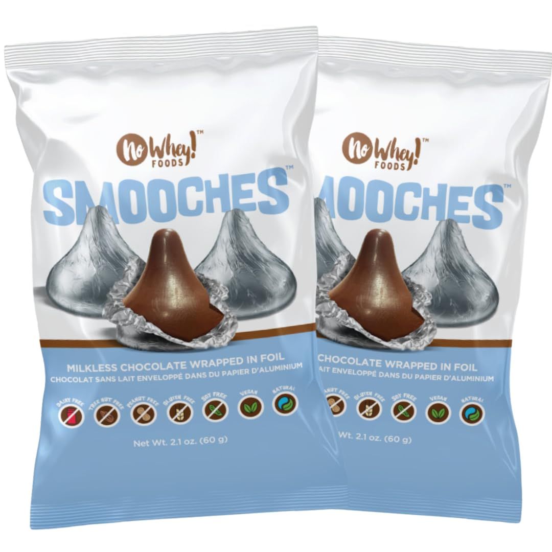 SMOOCHES, 2 PACK Allergy Friendly, Vegan Chocolate Silver Foil Wrapped Candy Dairy Free, Nut Free, Peanut Free, Gluten Free No Whey Foods