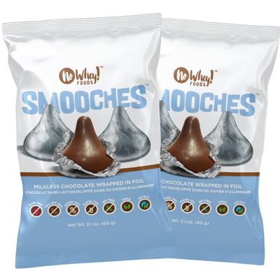 SMOOCHES, 2 PACK Allergy Friendly, Vegan Chocolate Silver Foil Wrapped Candy Dairy Free, Nut Free, Peanut Free, Gluten Free No Whey Foods
