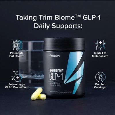 Inno Supps Trim Biome GLP-1 Weight Loss Prebiotic Probiotic Postbiotic Appetite Metabolism Support Digestive Health Akkermansia Berberine 60 Capsules. 30 Servings