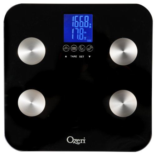 Ozeri Touch 440 lbs Total Body Weight Scale Body Fat, Muscle, Bone, Weight Hydration, Auto Recognition Bath Scale with Infant Tare